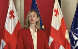 Tina Bokuchava with her flags