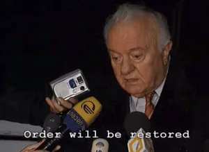 President Shevardnadze promises to restore order during the peaceful protests of 2003