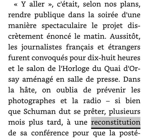 Monnet recalls the Schuman Declaration and its reenactment a few months later